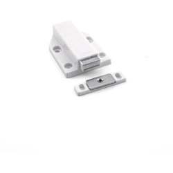 Push to Open "Long Stroke" Magnetic Door Touch Latch for Medium Size Doors, Pushes Door Out 1-1/2 Inch (40mm), White