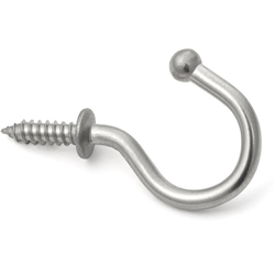 25/32 Inch Height x 29/32 Inch Projection Wire Screw-In Cup Hook, Polished