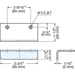 2-9/16 Inch Center to Center Stainless Edge Pull, Satin