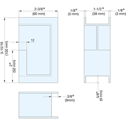 1-1/2 Inch Depth, 3-15/16 Inch Height Rectangular Sliding Door Handle, Satin