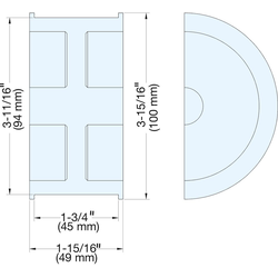 1-3/4 Inch Depth, 3-11/16 Inch Height Half Moon Sliding Door Handle, Satin