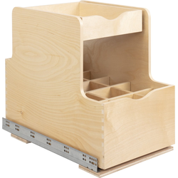 15 Inch Width Double Drawer Rollout Bottle Organizer, White Birch