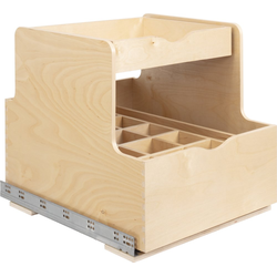 21 Inch Width Double Drawer Rollout Bottle Organizer, White Birch