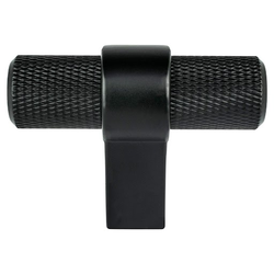 Berenson Uptown Appeal Collection, 2 Inch Length Radial Reign T-Shape Cabinet Knob, Matte Black, Contemporary Style, Aluminum Material