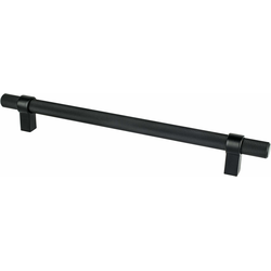 Berenson Uptown Appeal Collection, 8-13/16 Inch Center to Center Radial Reign Cabinet Pull, Matte Black, Contemporary Style, Aluminum Material