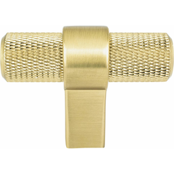 25% OFF Berenson 2 Inch Length Radial Reign T-Shape Cabinet Knob, Modern Brushed Gold, Contemporary Style, Aluminum Material, Knurling Texture