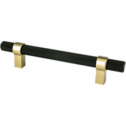 Berenson Radial Reign 5-1/16 Inch CC Cabinet Pull in Matte Black and Modern Brushed Gold, Contemporary Style for Kitchens and Cabinets