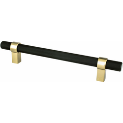 Berenson Radial Reign 6-5/16 Inch CC Cabinet Pull in Matte Black and Modern Brushed Gold, Contemporary Style for Kitchens and Cabinets