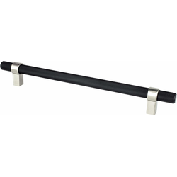 Berenson Radial Reign 8-13/16 Inch Center to Center Cabinet Pull, Matte Black and Brushed Nickel, Contemporary Style, Aluminum Material