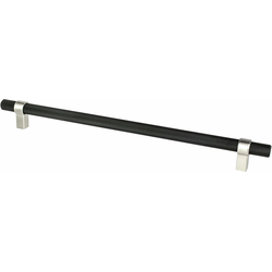 Berenson Uptown Appeal 12 Inch Radial Reign Appliance Pull in Matte Black and Brushed Nickel, Contemporary Style for Modern Kitchens