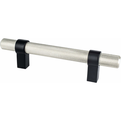 Berenson Radial Reign 3-3/4 Inch CC Brushed Nickel Bar and Matte Black Posts Pull, Contemporary Style for Modern Kitchens