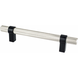Berenson Uptown Appeal Radial Reign 5-1/16 Inch CC Cabinet Pull in Brushed Nickel and Matte Black, Contemporary Design with Knurling Texture