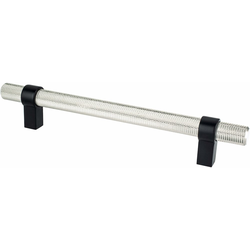 Berenson Uptown Appeal Radial Reign 6-5/16 Inch CC Cabinet Pull, Brushed Nickel Bar with Matte Black Posts, Contemporary Design, Aluminum Material