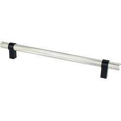 Berenson Uptown Appeal 8-13/16 Inch Center to Center Radial Reign Cabinet Pull, Brushed Nickel and Matte Black, Contemporary Style for Modern Kitchens