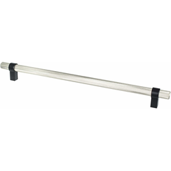 Berenson Uptown Appeal 12 Inch Radial Reign Appliance Pull, Brushed Nickel Bar with Matte Black Posts, Contemporary Design for Modern Kitchens