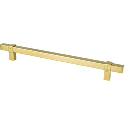 Berenson Rivet Rebel 8-13/16 Inch Center to Center Cabinet Pull in Modern Brushed Gold Finish, Transitional Style, Aluminum Material