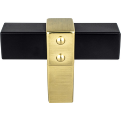 Berenson Rivet Rebel 2 Inch Length T-Shape Cabinet Knob, Matte Black and Modern Brushed Gold, Transitional Style, Aluminum Material