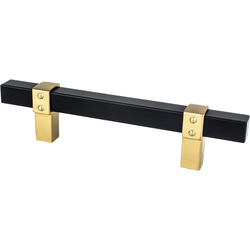 Berenson 3-3/4 Inch Center to Center Rivet Rebel Cabinet Pull, Matte Black and Modern Brushed Gold, Perfect for Businesses and Professionals