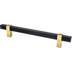Berenson Rivet Rebel 6-5/16 Inch Center to Center Cabinet Pull, Matte Black Bar with Modern Brushed Gold Posts, Transitional Style