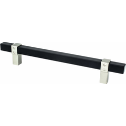 Berenson Rivet Rebel 6-5/16 Inch CC Cabinet Pull, Matte Black Bar with Brushed Nickel Posts, Transitional Style, Aluminum Material