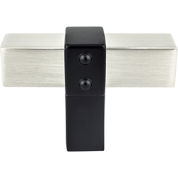 Berenson 2 Inch Length Rivet Rebel T-Shape Cabinet Knob, Brushed Nickel and Matte Black, Aluminum Material, Transitional Style