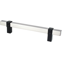 Berenson Rivet Rebel 5-1/16 Inch CC Cabinet Pull, Brushed Nickel Bar and Matte Black Posts, Transitional Style, Aluminum Material