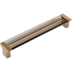 6-5/16 Inch Center to Center Positano Cabinet Pull, Signature Satin Brass / Smoke