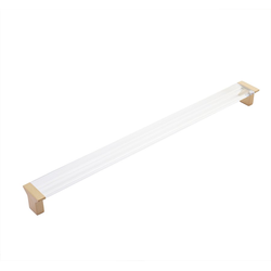 12-5/8 Inch Center to Center Positano Cabinet Pull, Signature Satin Brass / Clear