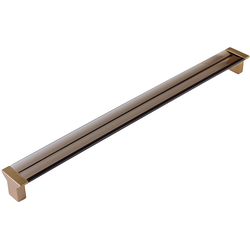 12-5/8 Inch Center to Center Positano Cabinet Pull, Signature Satin Brass / Smoke