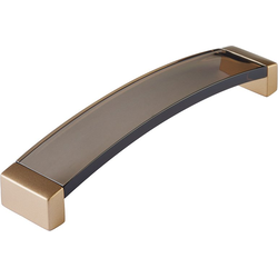 6-5/16 Inch Center to Center Positano Arched Cabinet Pull, Signature Satin Brass / Smoke