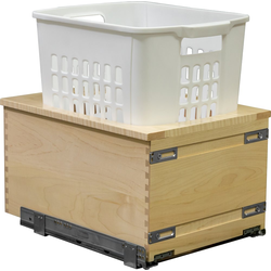 14-3/8 Inch Width x 20 Inch x 19-5/8 Inch 1.3 Signature Bushel Hamper For Vanity with Blum Movento 132# Slides, Maple