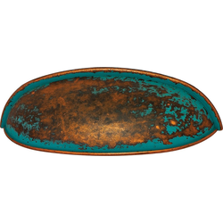 3-1/8 Inch Center to Center Bungalow Cup Pull, Rustic Copper