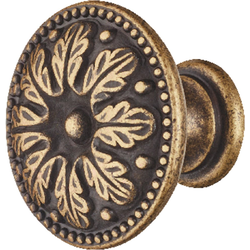 1-3/16 Inch Diameter Round Cabinet Knob, Rustic Brass