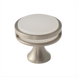 1-3/8 Inch Diameter Oberon Cabinet Knob, Satin Nickel / Frosted Acrylic