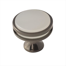 1-3/8 Inch Diameter Oberon Cabinet Knob, Gunmetal / Frosted Acrylic