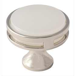 1-3/8 Inch Diameter Oberon Cabinet Knob, Polished NIckel / Frosted Acrylic