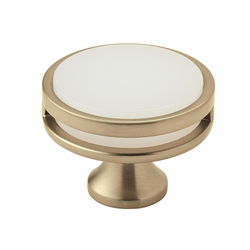 1-3/4 Inch Diameter Oberon Cabinet Knob, Golden Champagne / Frosted Acrylic