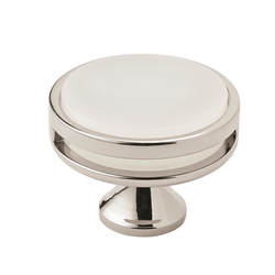 1-3/4 Inch Diameter Oberon Cabinet Knob, Polished Nickel / Frosted Acrylic