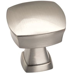 1-1/4 Inch Length Stature Square Cabinet Knob, Satin/Brushed Nickel