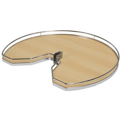 31-7/8 Inch Diameter Kidney Shaped Wood Shelf for Revo Corner Unit, Chrome/Maple