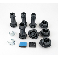  PMI Smile 4-Leg Plastic Cabinet Leveler Set, 4-7/8 to 5-7/8 Inch Height Adjustable, Screw Mount Clip Included, Black 