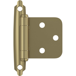 Variable Overlay Self Closing Face Mount Hinge, Golden Champagne, Pair