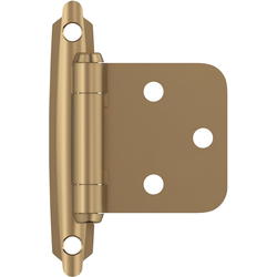 Variable Overlay Self Closing Face Mount Hinge, Champagne Bronze, Pair