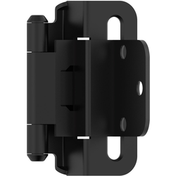 3/8 Inch Inset Self Closing Partial Wrap Hinge, Matte Black, Pair