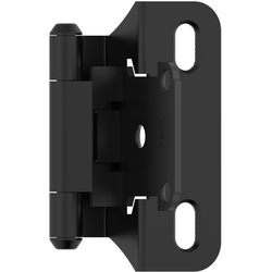1/4 Inch Overlay Self Closing Partial Wrap Hinge, Matte Black, Pair