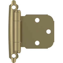 Variable Overlay Self Closing Face Mount Hinge, Golden Champagne, Pair