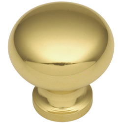 Solid Brass Knob 3/4 inch Diameter Polished Brass