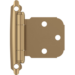 Variable Overlay Self Closing Face Mount Hinge, Champagne Bronze, Pair