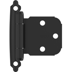 Variable Overlay Self Closing Face Mount Hinge, Matte Black, Pair