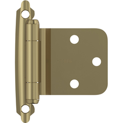 Variable Overlay Self Closing Face Mount Reverse Bevel Hinge, Golden Champagne, Pair